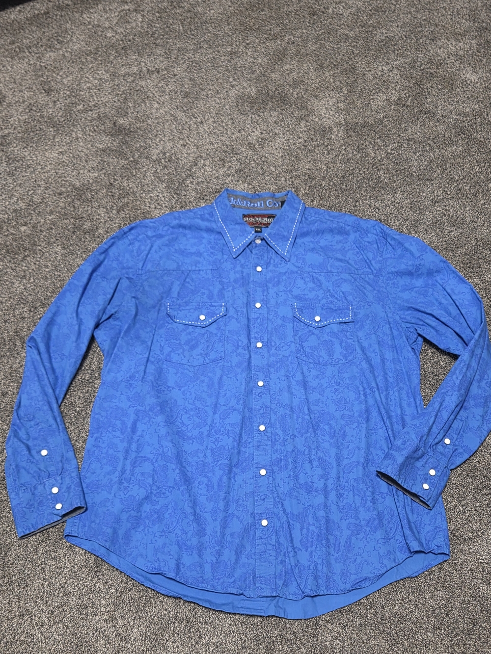 Rock & Roll cowboy blue Western-Style Men's Shirt pearl Snap Buttons 2XL paisley